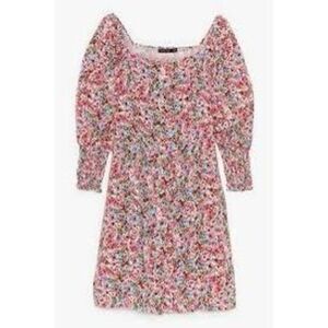 Nasty Gal Size 2 Puff Sleeve Mini Dress Vintage Floral Print Grannycore Spring
